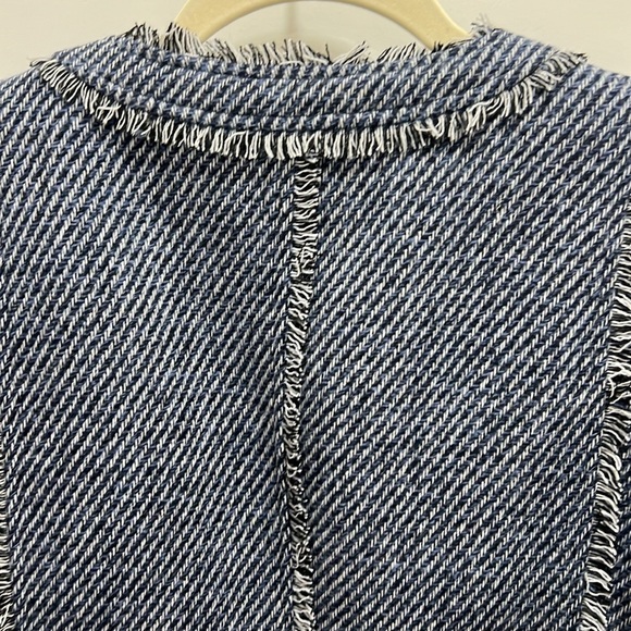 Chico’s Blue Tweed Jacket Open Front W/ Silver Buttons Size 8 Medium NWT - Picture 8 of 11